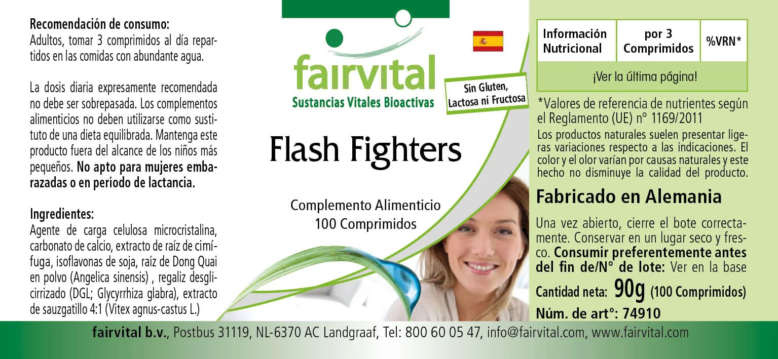 Flash Fighters - 100 Tabletten - mit Isoflavonen, Dong Quai, Mönchspfeffer u.v.m. - Vegan | Fairvital
