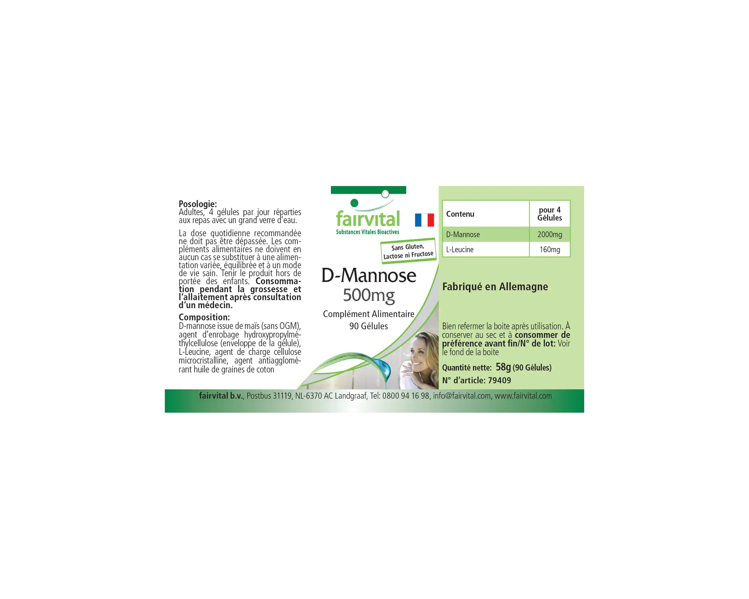 D-Mannose 500mg - 90 Kapseln - natürliches Monosaccharid - Hochdosiert und Vegan | Fairvital