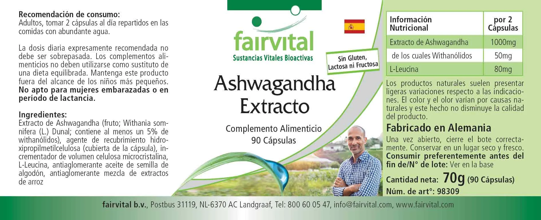 Ashwagandha Extrakt - 90 Kapseln - Hochdosiert und Vegan | Fairvital