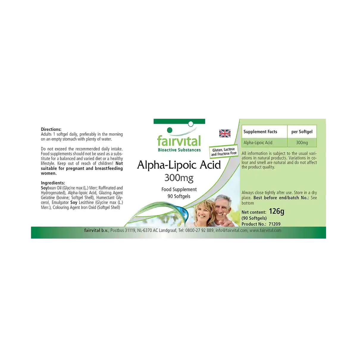Alpha-Liponsäure 300mg - Alpha-lipoic acid (ALA) - 90 Softgels - Hochdosiert und Vegan | Fairvital