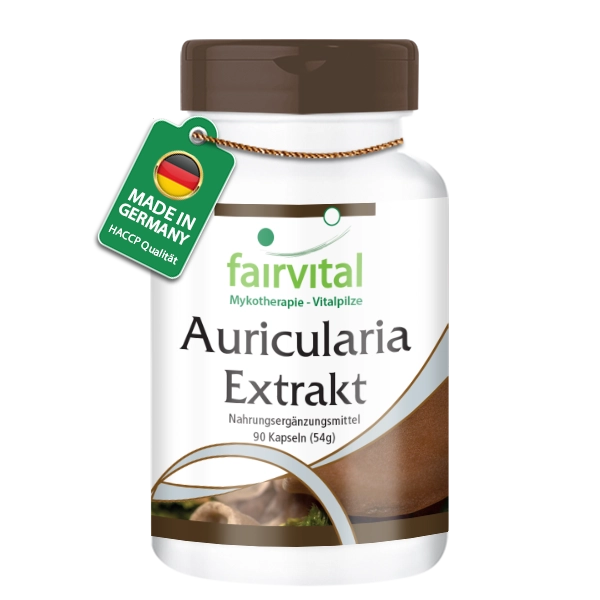 Auricularia Extrakt - Judasohr - 30% Polysaccharide - 90 Kapseln - Hochdosiert und Vegan | Fairvital Auricularia Extrakt - Judasohr - 30% Polysaccharide - 90 Kapseln - Hochdosiert und Vegan | Fairvital