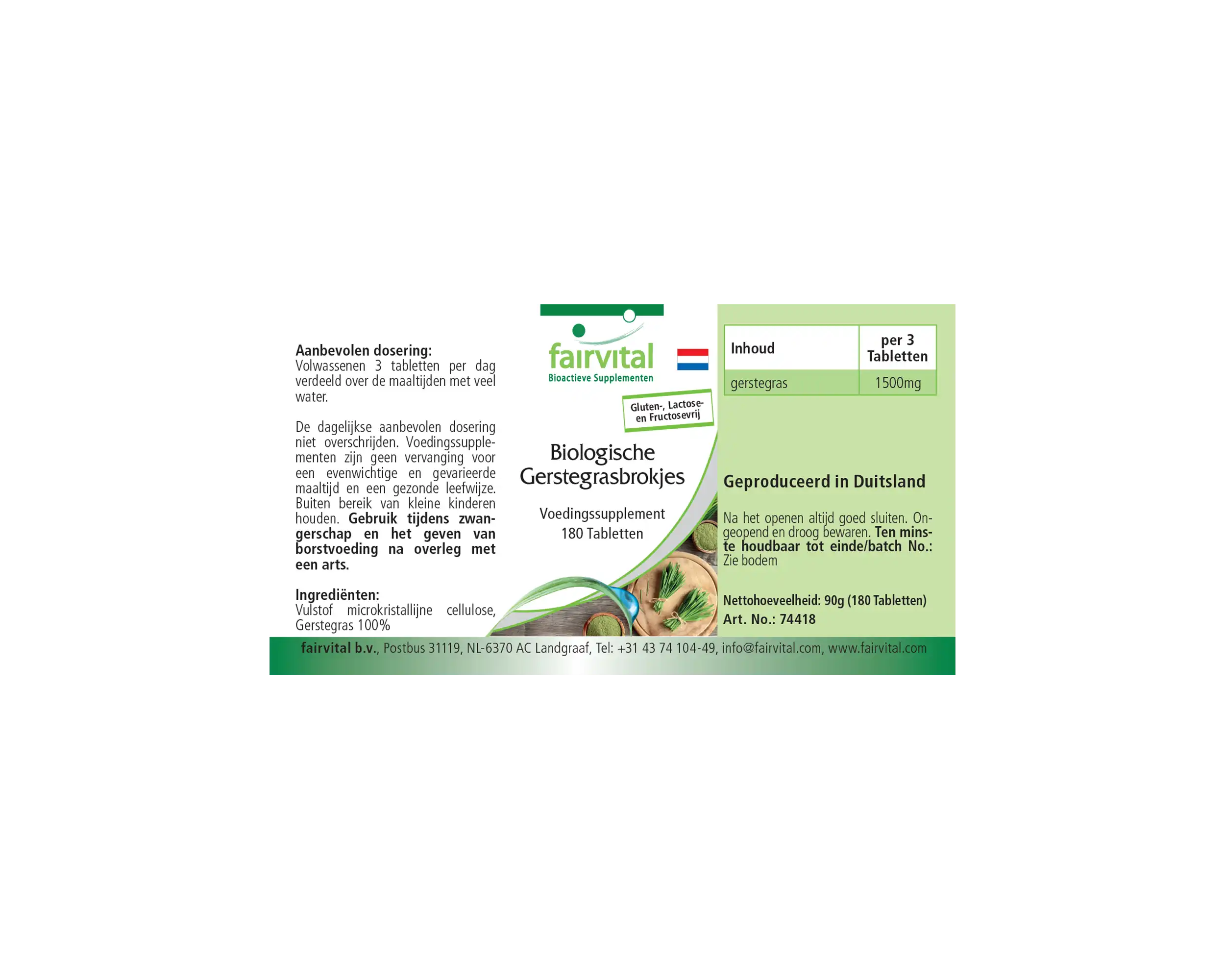 Bio Gerstengras Presslinge - 180 Tabletten  - Hoch bioverfügbar - Hochdosiert und Vegan | Fairvital