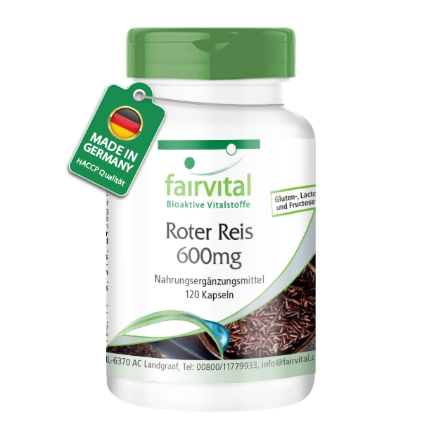 Roter Reis 600mg - 120 Kapseln - fermentiert - 2,95 mg Monacolin K - Vegan | Fairvital