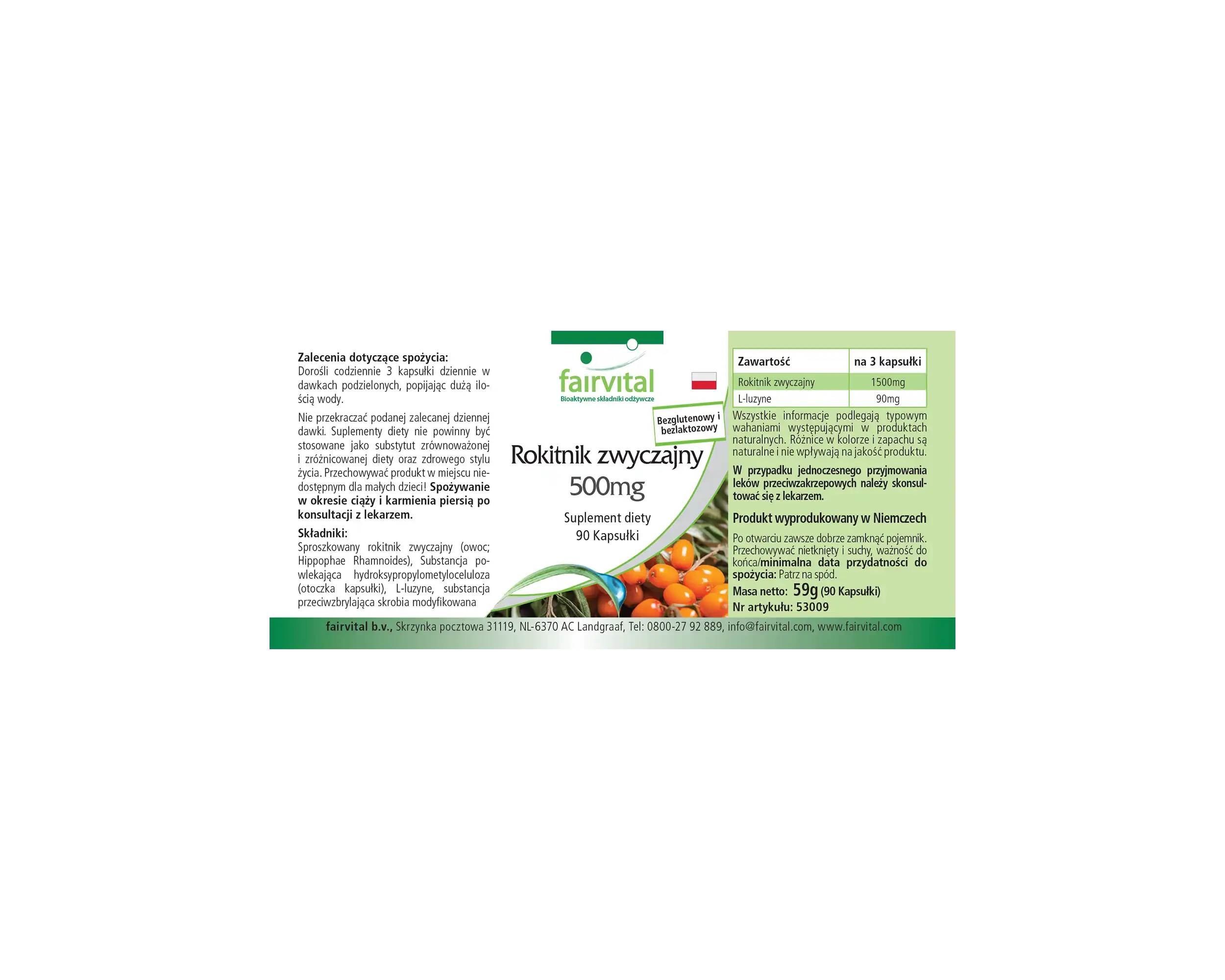 Sanddorn 500mg - 90 Kapseln - Hochdosiert und Vegan | Fairvital