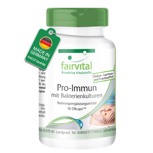 Pro Immun mit Bakterienkulturen - 90 Kapseln - mit Vitamin C - für Immunsystem, Nevensystem uvm. | Fairvital