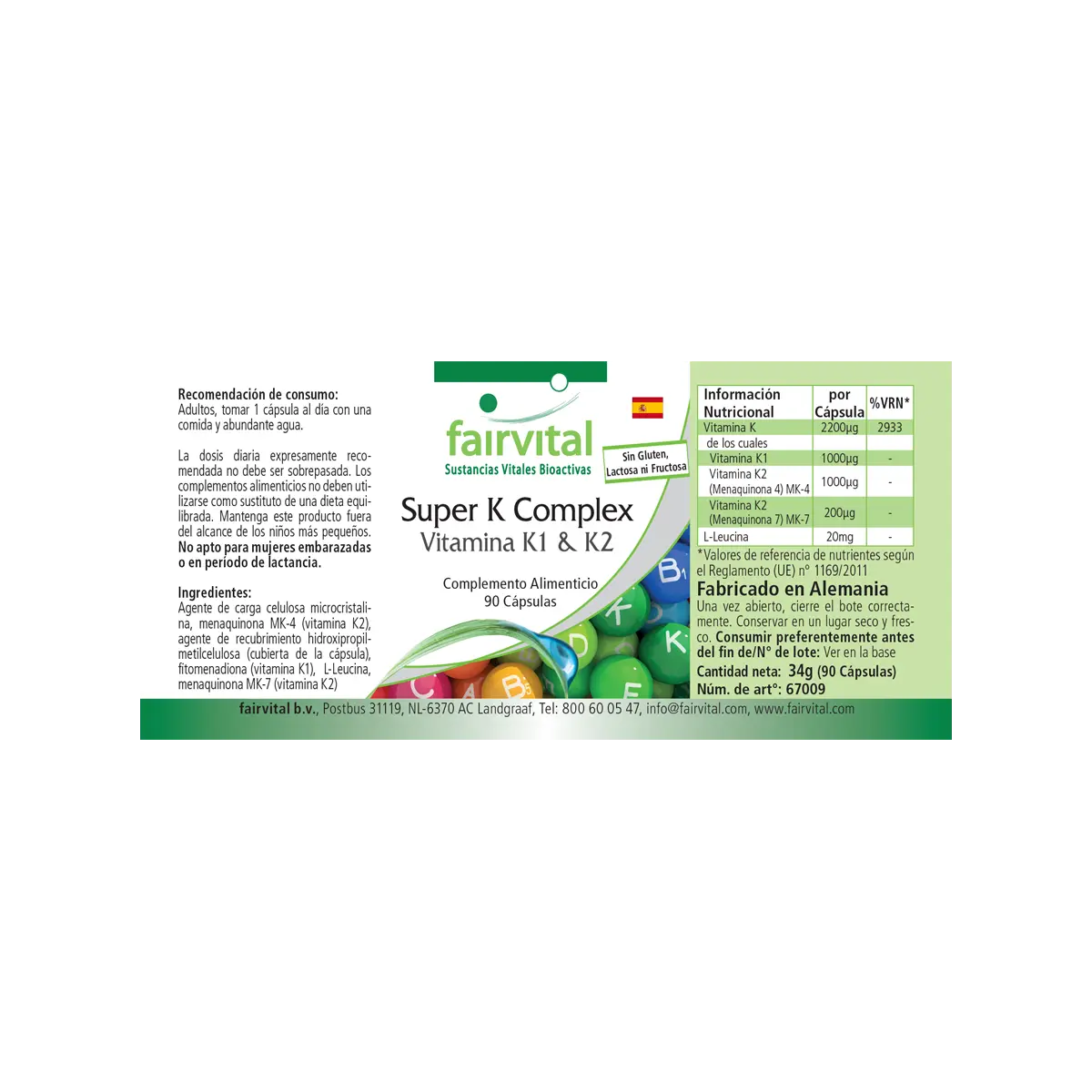 Super K Komplex Vitamin K1 und K2 - 90 Kapseln - für Knochen und Blutgerinnung - Vegan | Fairvital