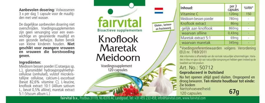 Knoblauch Mistel Weißdorn - 120 Kapseln - mit Vitamin C - für Immunsystem uvm. - Vegan | Fairvital