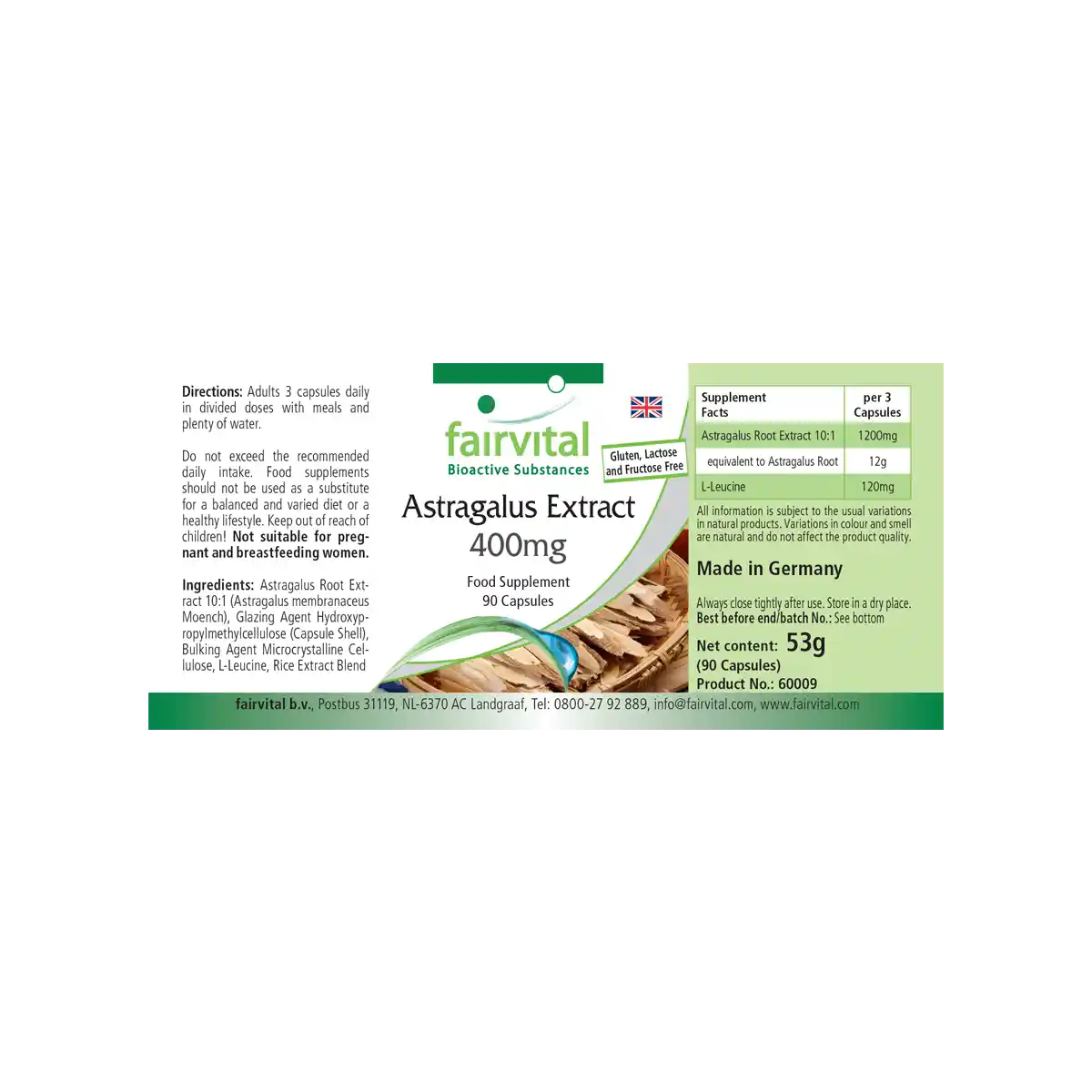 Astragalus Extrakt 400mg - 90 Kapseln - Hochdosiert und Vegan | Fairvital