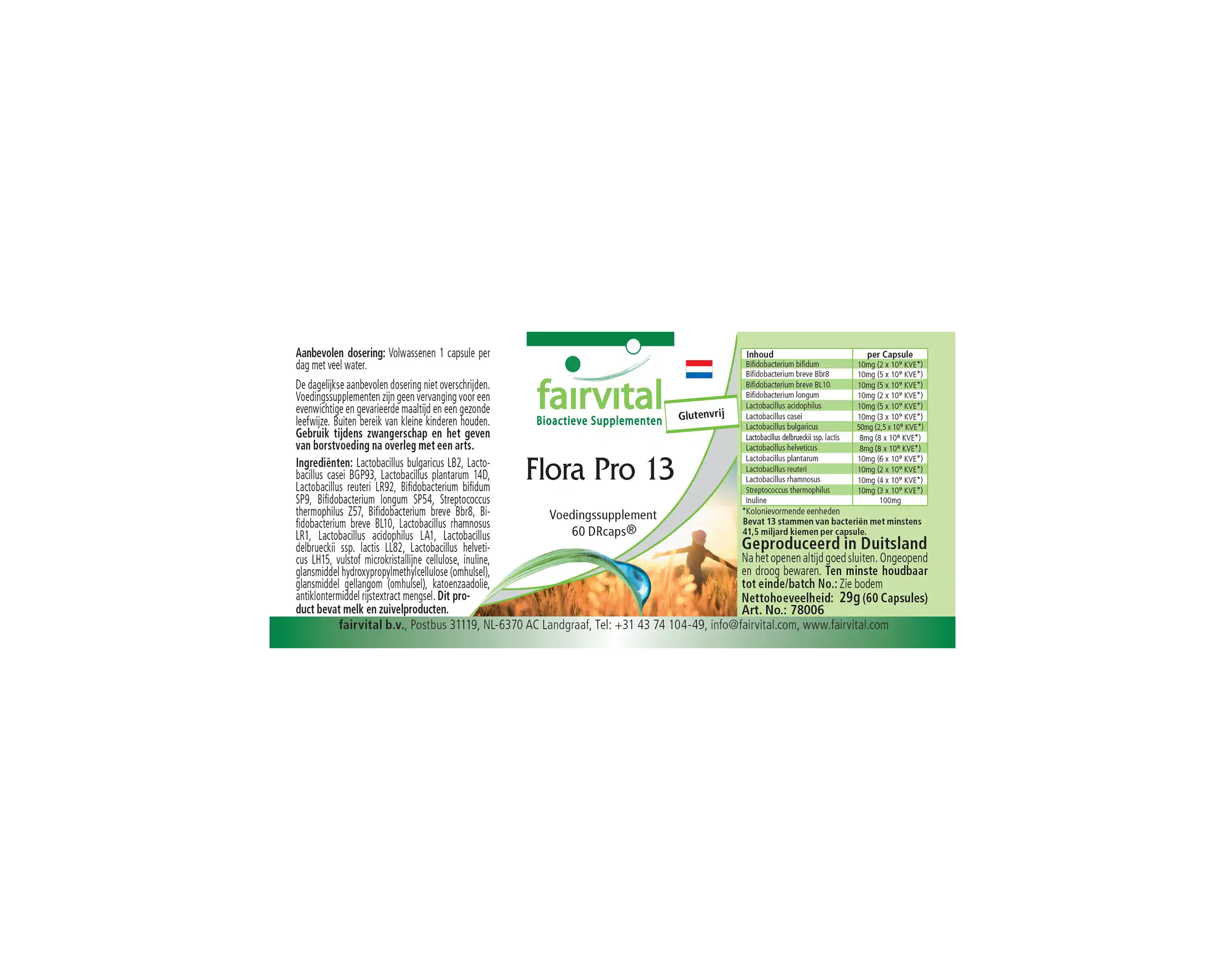 Flora Pro 13 - 60 Kapseln - 13 Bakterienstämme & 41,5 Milliarden Kulturen pro Kapsel - Hochdosiert | Fairvital