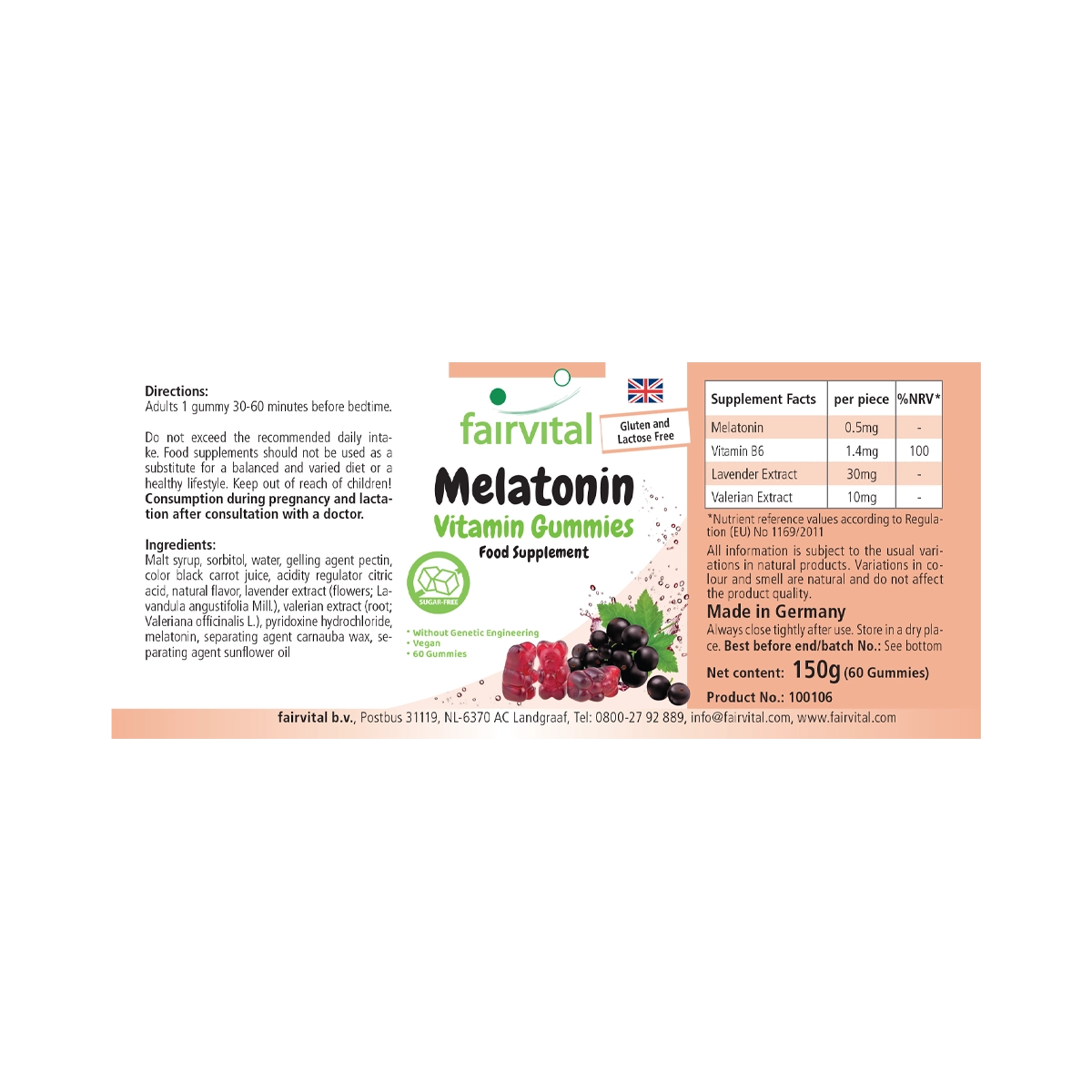 Melatonin 60 Gummies - zuckerfrei - Vegan | Fairvital