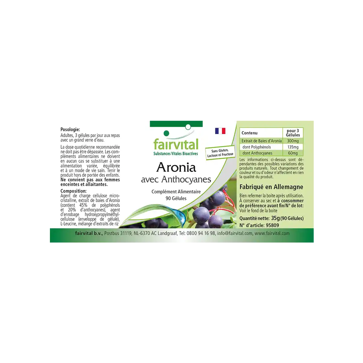Aronia Kapseln mit Anthocyanen - mit 20% Anthocyanen & 45% Polyphenolen - Hochdosiert und Vegan | Fairvital