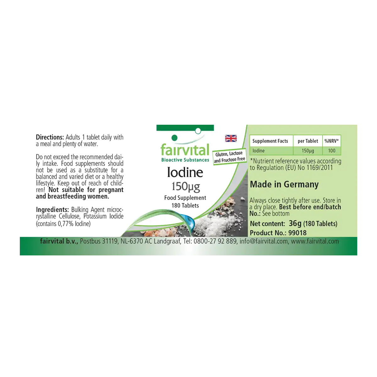 Jod 150 µg - 180 Tabletten - mit 150µg Jod pro Tablette - Hochdosiert und Vegan | Fairvital Jod 150 µg - 180 Tabletten - mit 150µg Jod pro Tablette - Hochdosiert und Vegan | Fairvital
