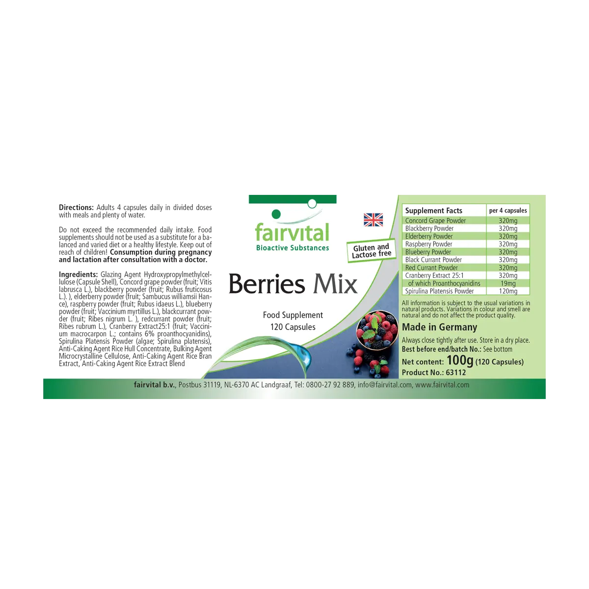 Beeren Mix - 8 Beeren mit Spirulina - 120 Kapseln - Vegan | Fairvital