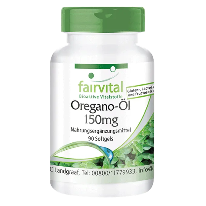 Oregano-Öl 150mg Kapseln - 90 Softgels - Oregano Oil 10:1 Extrakt - Origanum vulgare - Hochdosiert | Fairvital