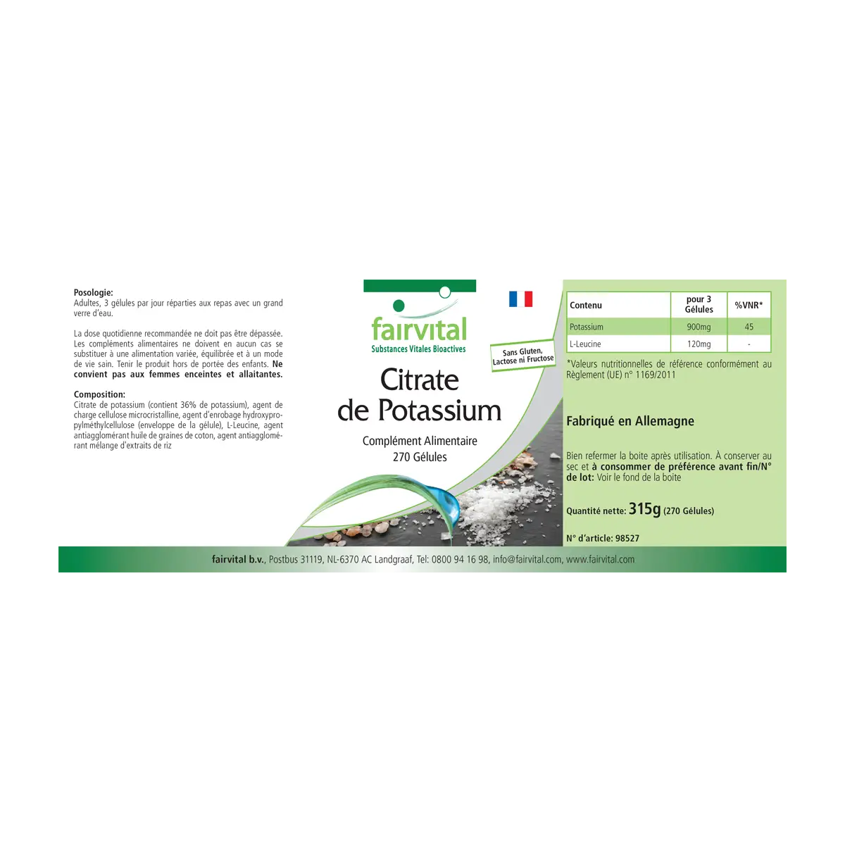 Kaliumcitrat - 270 Kapseln - 300mg Kalium pro Kapsel - Hochdosiert und Vegan | Fairvital Kaliumcitrat - 270 Kapseln - 300mg Kalium pro Kapsel - Hochdosiert und Vegan | Fairvital