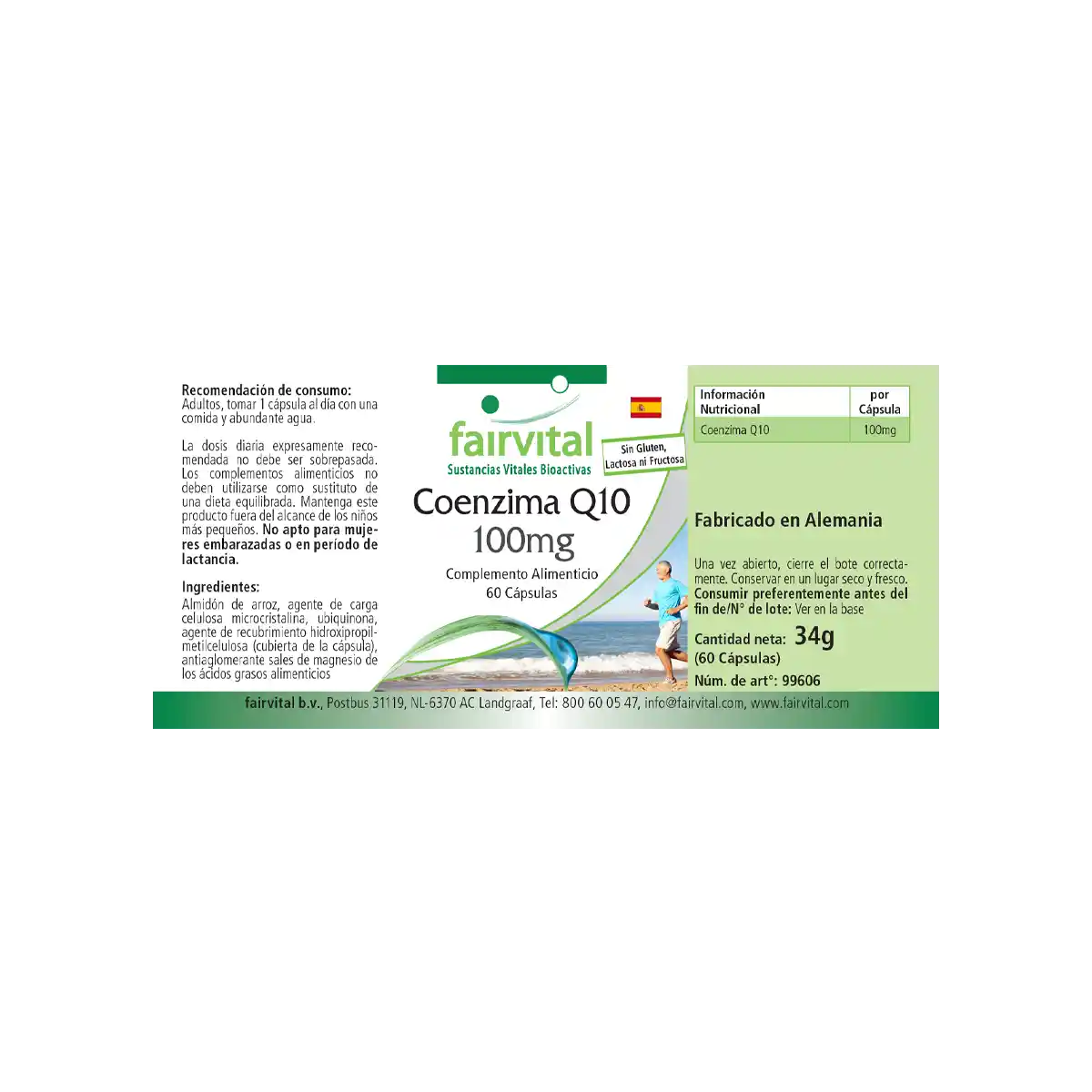 Co-Enzym Q10 100mg - 60 Kapseln - CoQ10 Ubiquinon Kapseln - Hochdosiert und Vegan | Fairvital