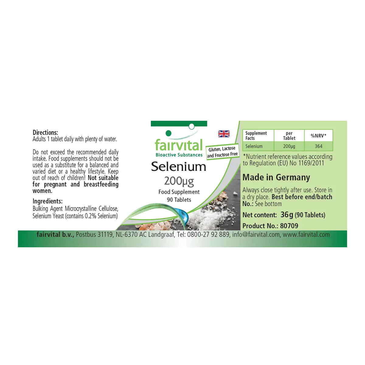 Selen 200µg - 90 Tabletten - für Schilddrüse, Immunsystem, Haare uvm. - Vegan | Fairvital