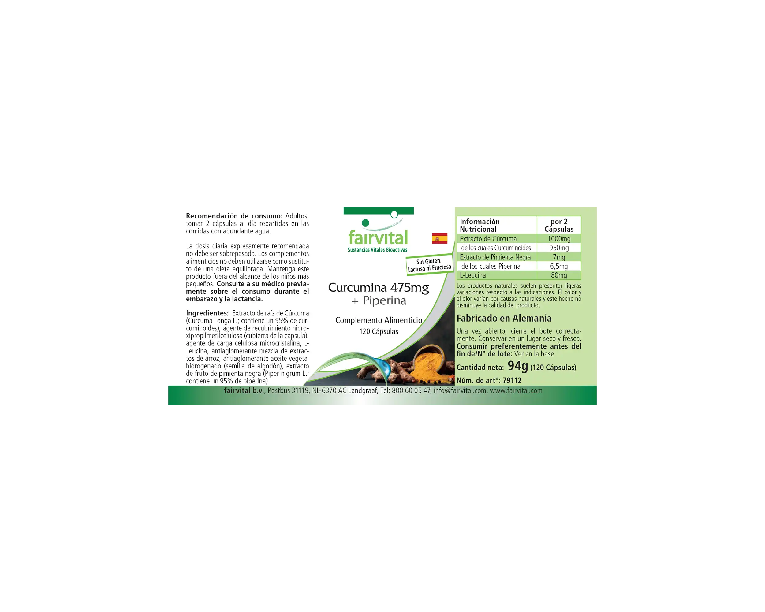 Curcumin + Piperin - 120 Kapseln - Kurkuma Kapseln - Hochdosiert und Vegan | Fairvital