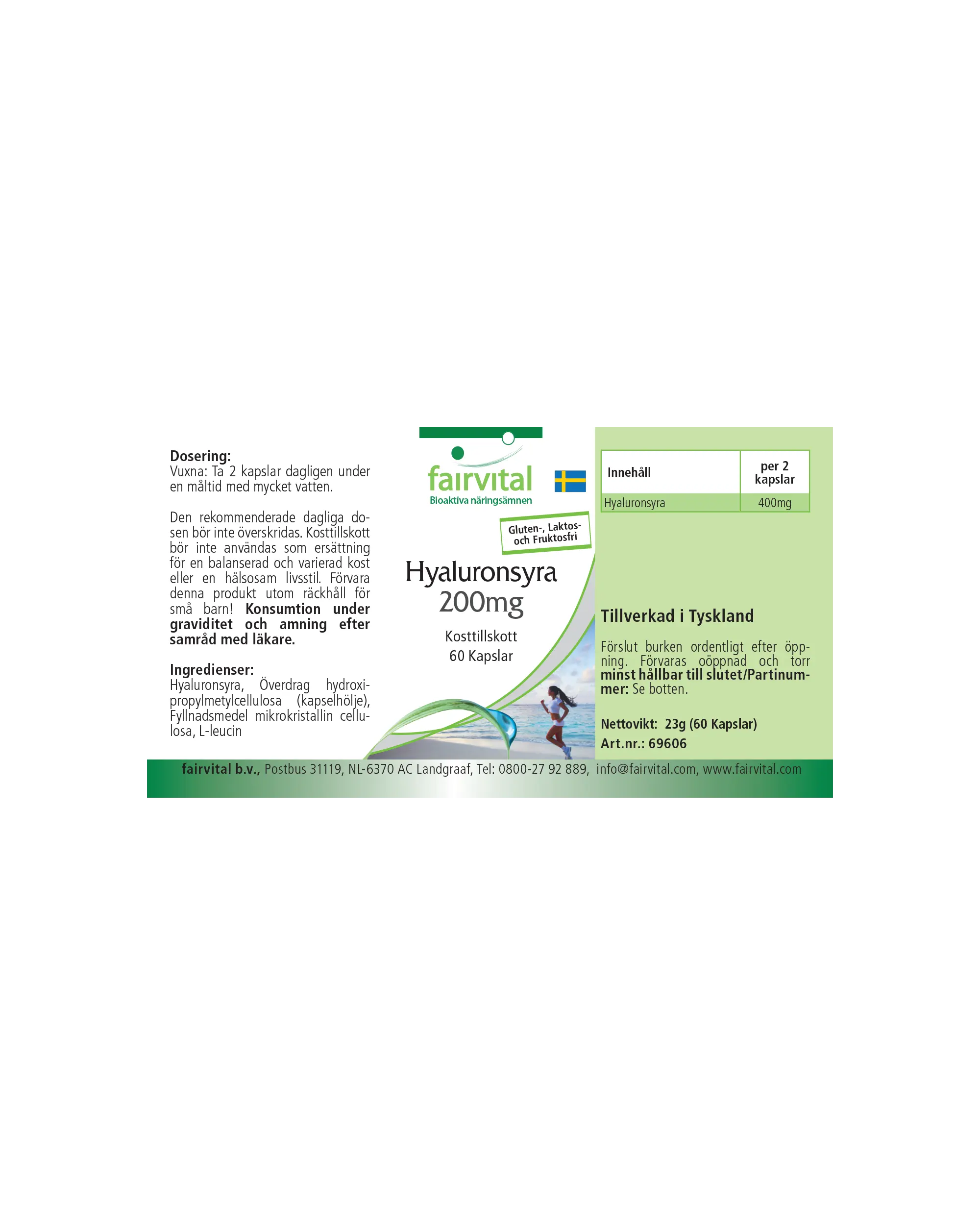 Hyaluronsäure 200mg - 60 Kapseln - Vegan | Fairvital