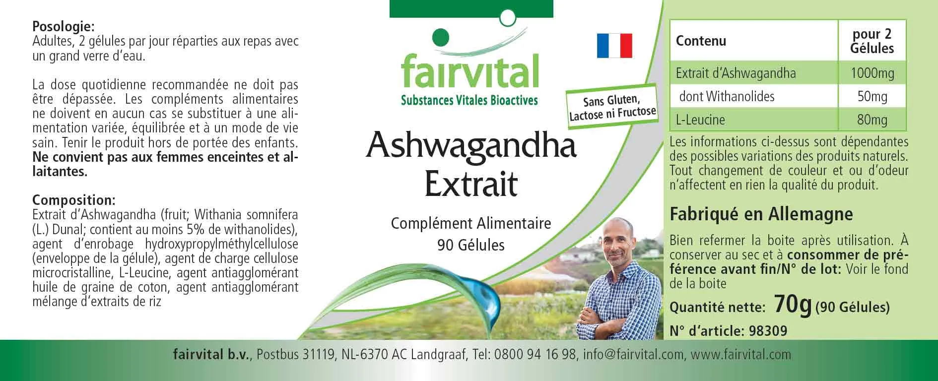 Ashwagandha Extrakt - 90 Kapseln - Hochdosiert und Vegan | Fairvital