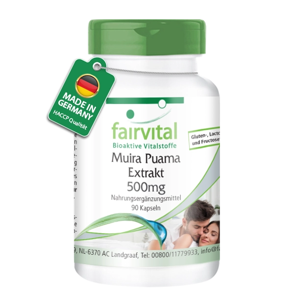 Muira Puama - 90 Kapseln - Potenzholz 10:1 Extrakt - Hochdosiert und Vegan | Fairvital