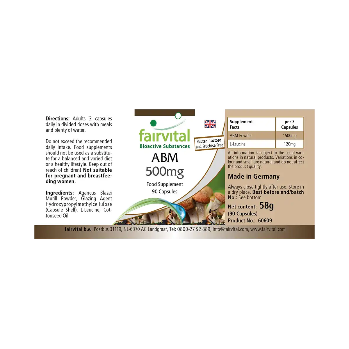 ABM (Agaricus blazei Murill) 500mg - 90 Kapseln - Hochdosiert und Vegan | Fairvital