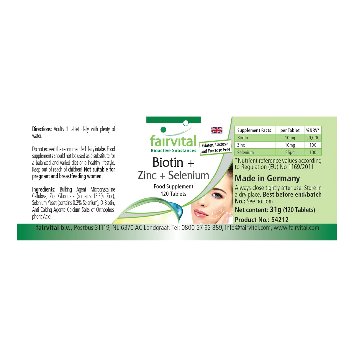 Biotin + Zink + Selen - 120 Tabletten - Beauty-Tabletten - Für Haare, Haut & Fingernägel - Vegan | Fairvital