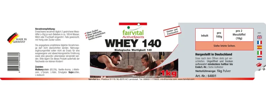 Whey 140 (1kg) Molkenprotein | Fairvital