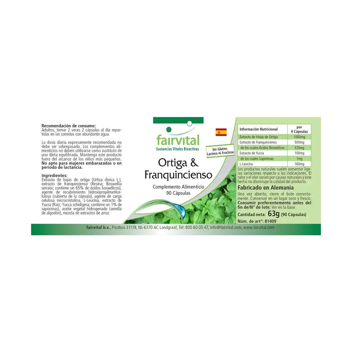 Brennnessel und Weihrauch - 90 Kapseln - Boswellia serrata - Hochdosiert und Vegan | Fairvital