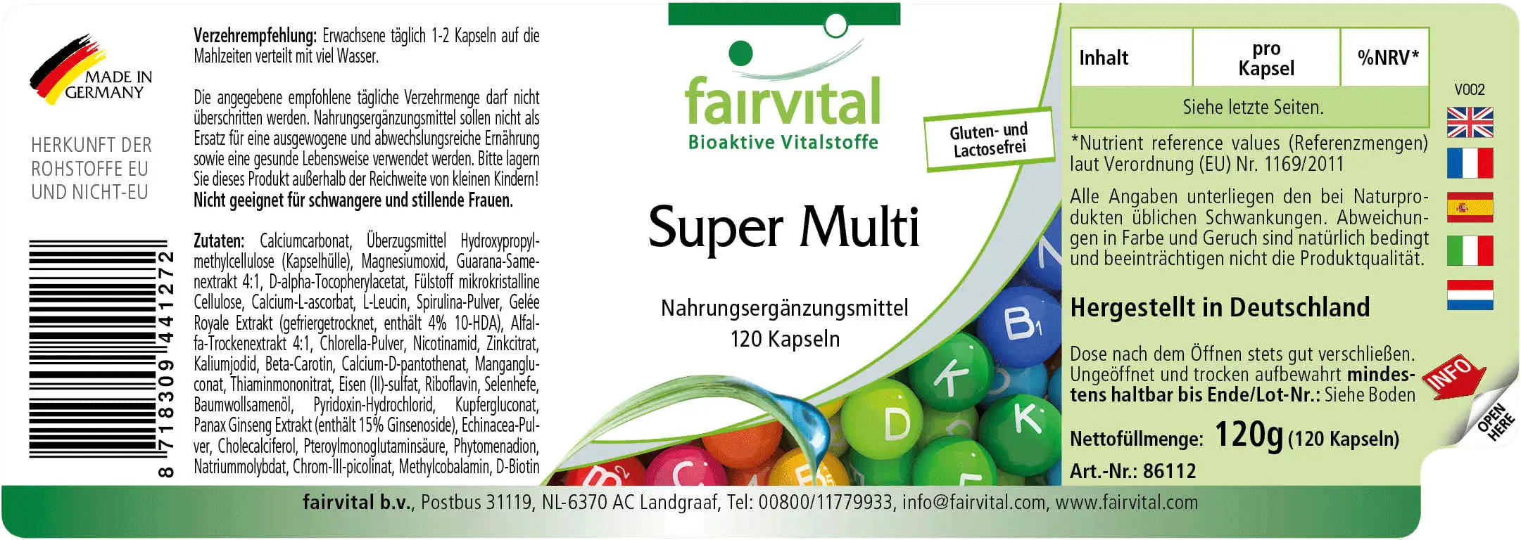 Super Multi - 120 Kapseln - für Immunsystem, Nervensystem, Kollagenbildung uvm. | Fairvital