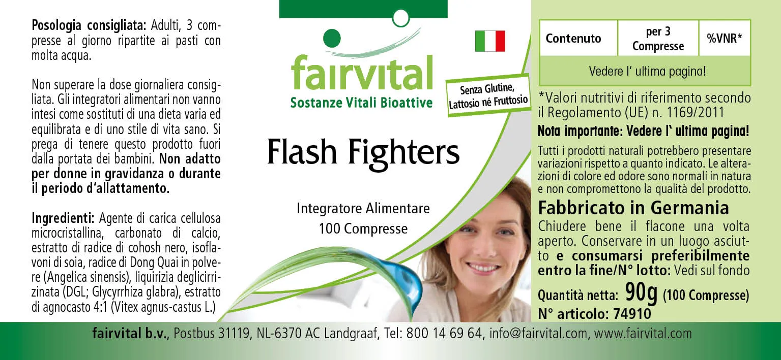 Flash Fighters - 100 Tabletten - mit Isoflavonen, Dong Quai, Mönchspfeffer u.v.m. - Vegan | Fairvital