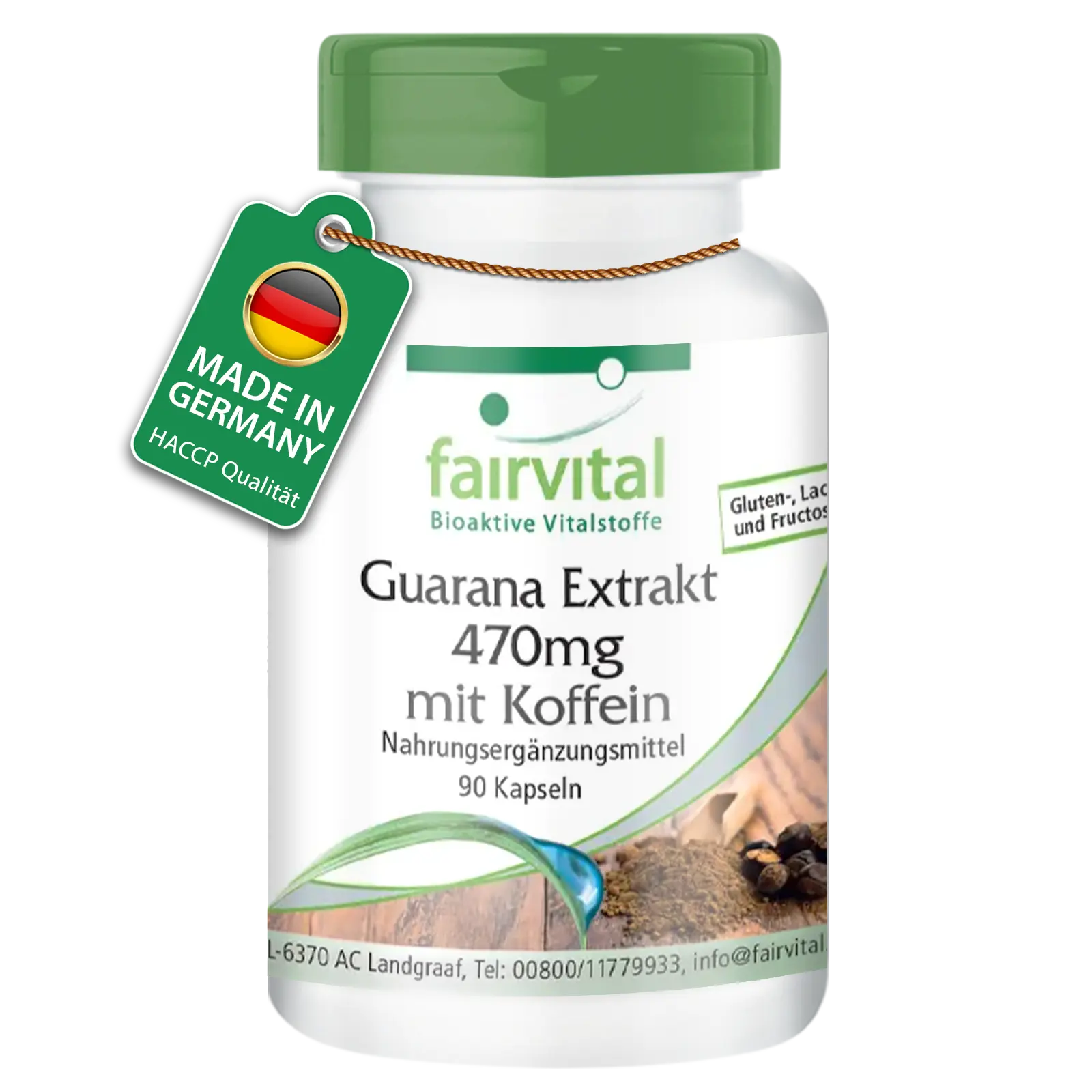 Guarana Extrakt 470mg mit Koffein - 90 Kapseln - Hochdosiert und Vegan | Fairvital