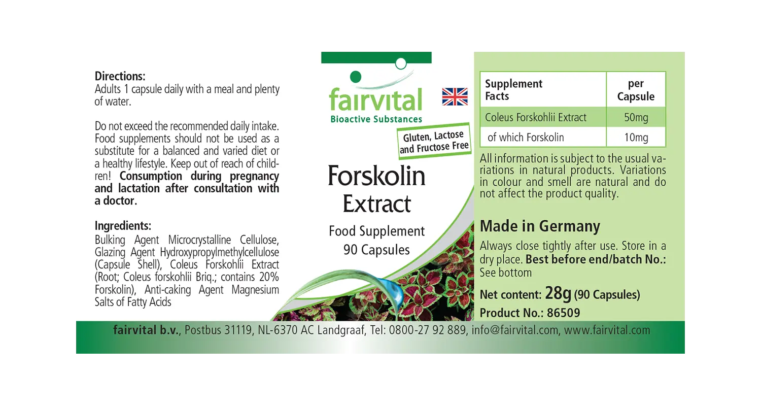 Forskolin Extrakt - 90 Kapseln - aus Coleus Forskohlii Extrakt - Hochdosiert und Vegan | Fairvital
