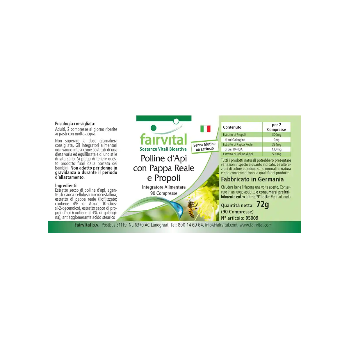 Bienenpollen mit Gelee Royale und Propolis - 90 Tabletten | Fairvital