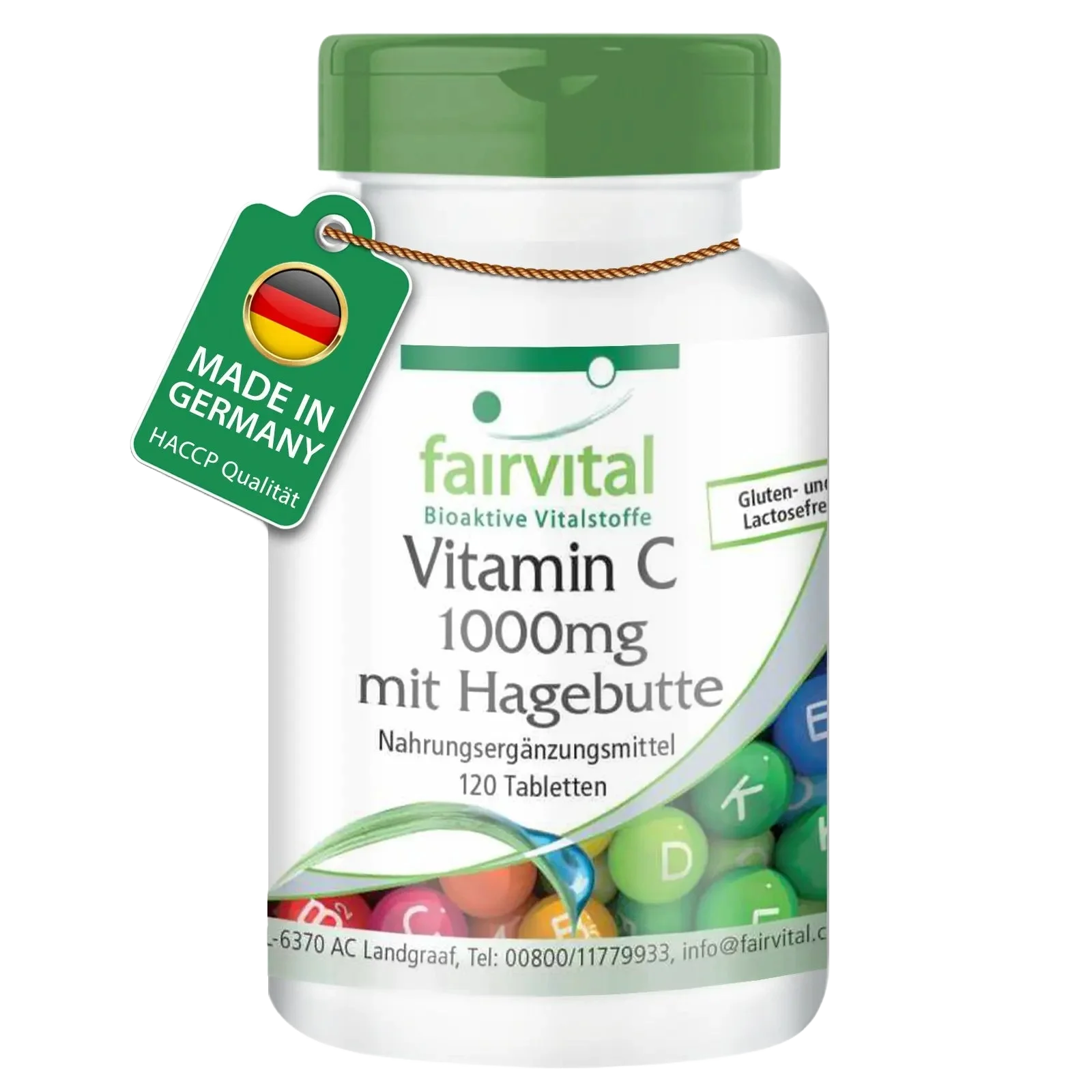 Vitamin C 1000mg mit Hagebutte - 120 Tabletten - für Immunsystem, Kollagenbildung uvm. | Fairvital