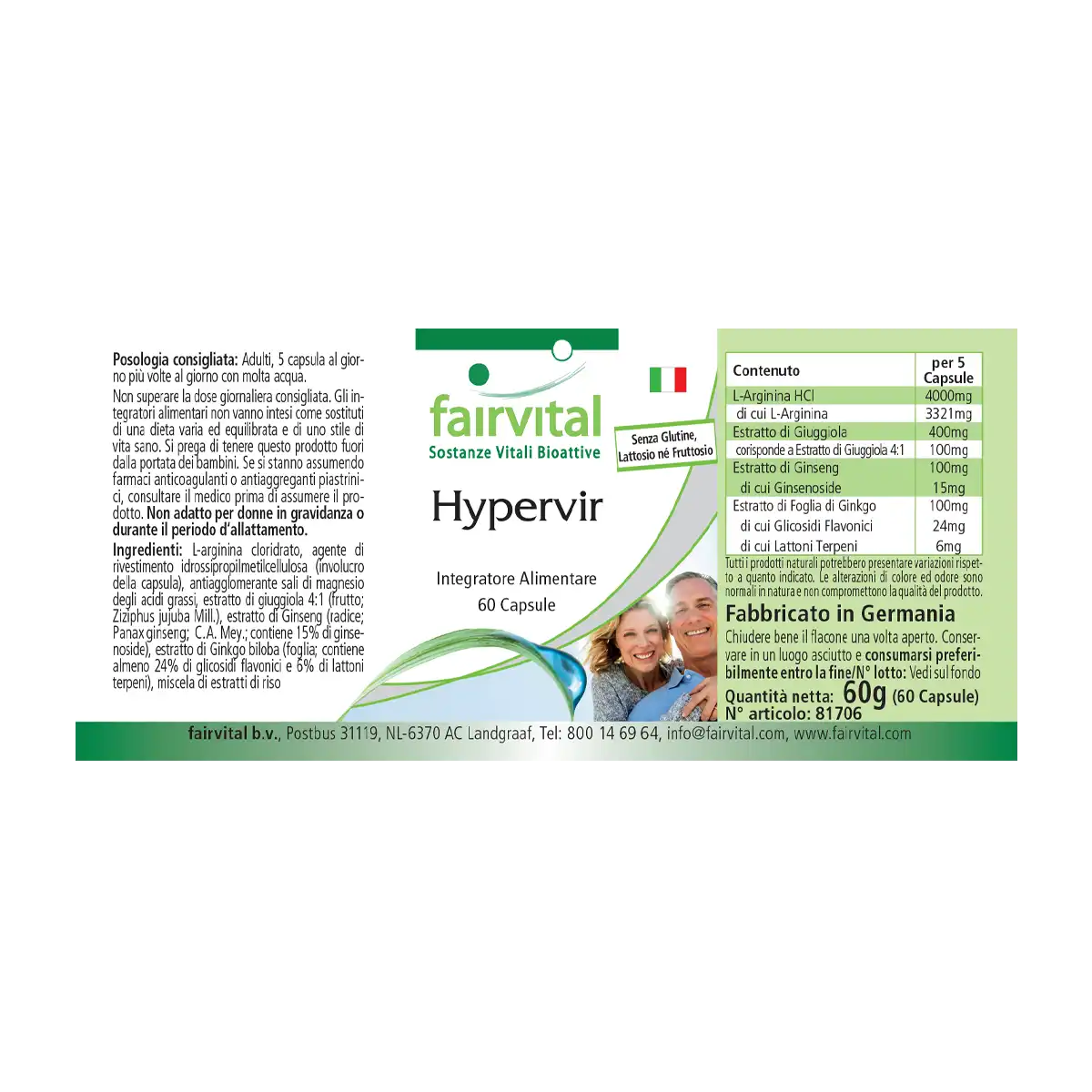 Hypervir - 60 Kapseln - mit Gingko & Ginseng - Hochdosiert und Vegan | Fairvital