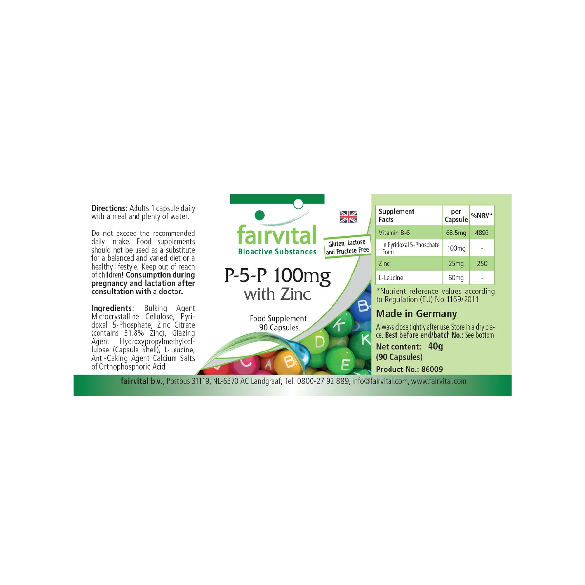 P-5-P 100mg mit Zink - für Immunsystem, Sehkraft, Haar uvm. - Vegan | Fairvital