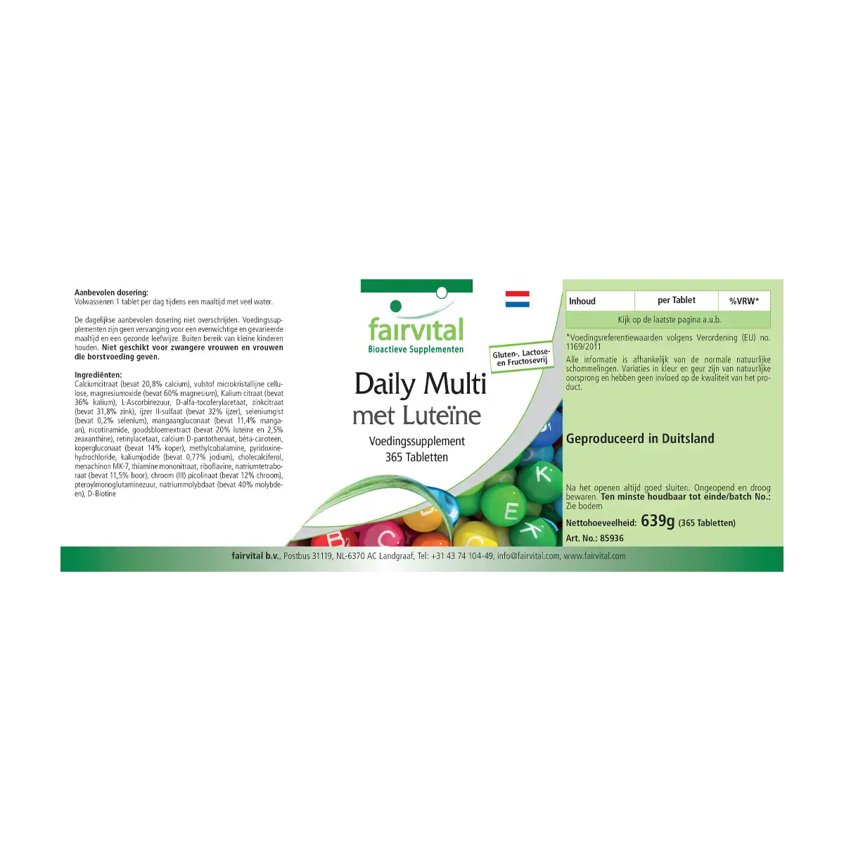 Daily Multi mit Lutein - 365 Tabletten - für Immunsystem, Energie & Stoffwechsel | Fairvital