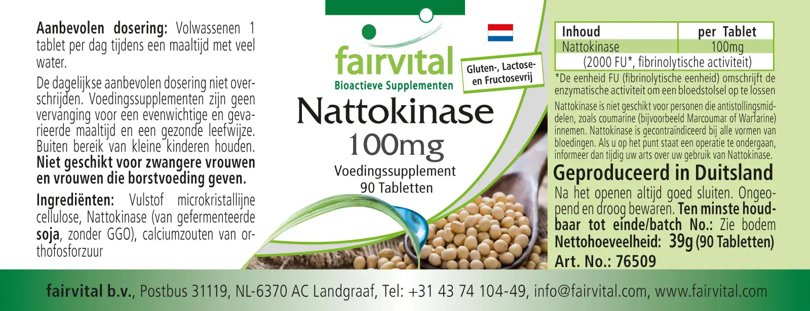 Nattokinase 100mg - 90 Tabletten - Hochdosiert und Vegan | Fairvital