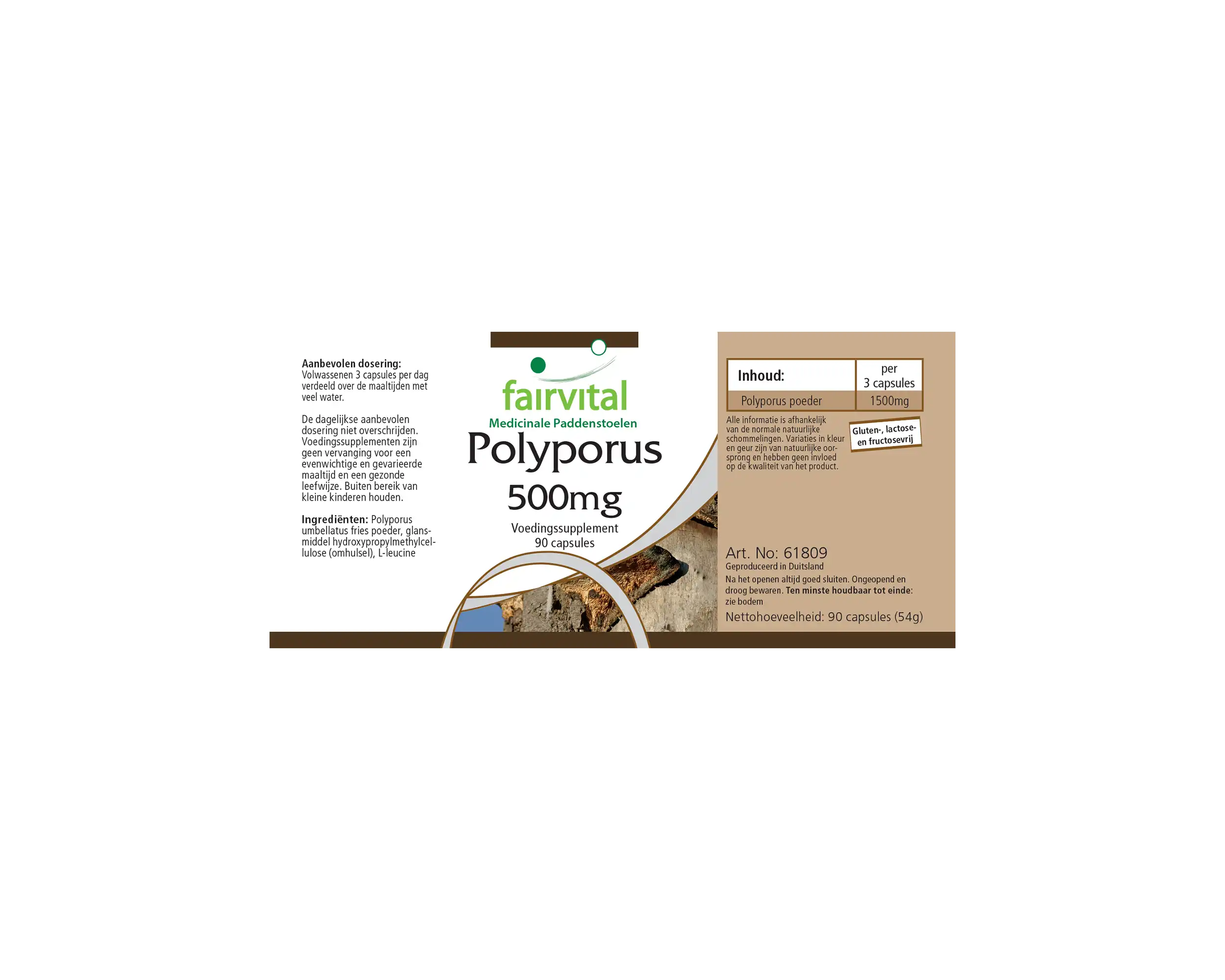 Polyporus 500mg - 90 Kapseln - Polyporus umbellatus - 30% Polysaccharide - Hochdosiert und Vegan | Fairvital