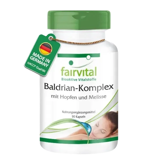 Baldrian Komplex mit Hopfen und Melisse - 90 Kapseln - Hochdosiert und Vegan | Fairvital