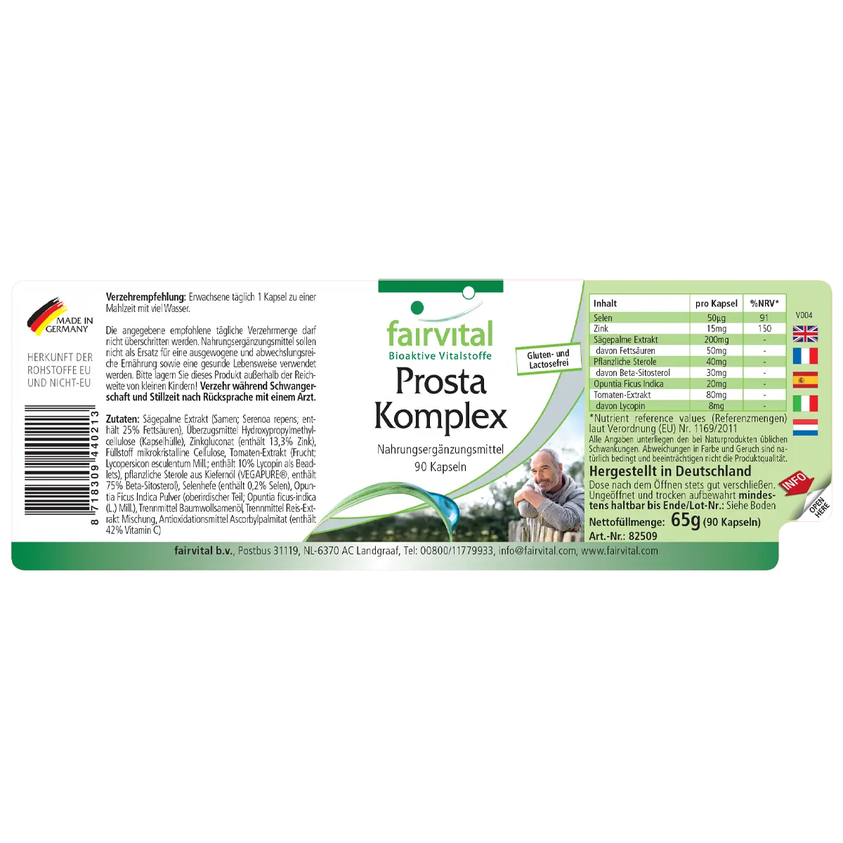 Prosta Komplex - 90 Kapseln - mit Zink, Selen uvm. - Kohlenhydratstoffwechsel, Zellteilung uvm. - Vegan | Fairvital
