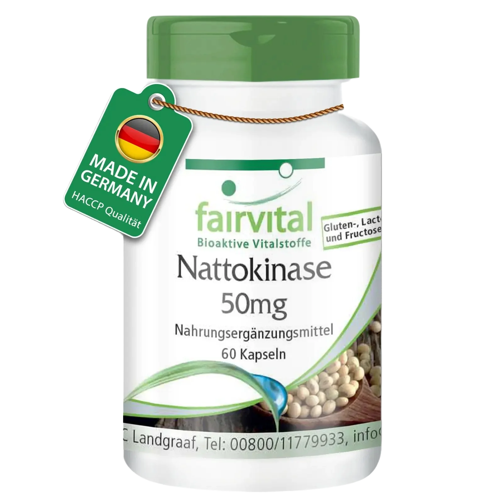 Nattokinase 50mg - 60 Kapseln - 2000 FU pro Tagesdosis - Hochdosiert und Vegan | Fairvital