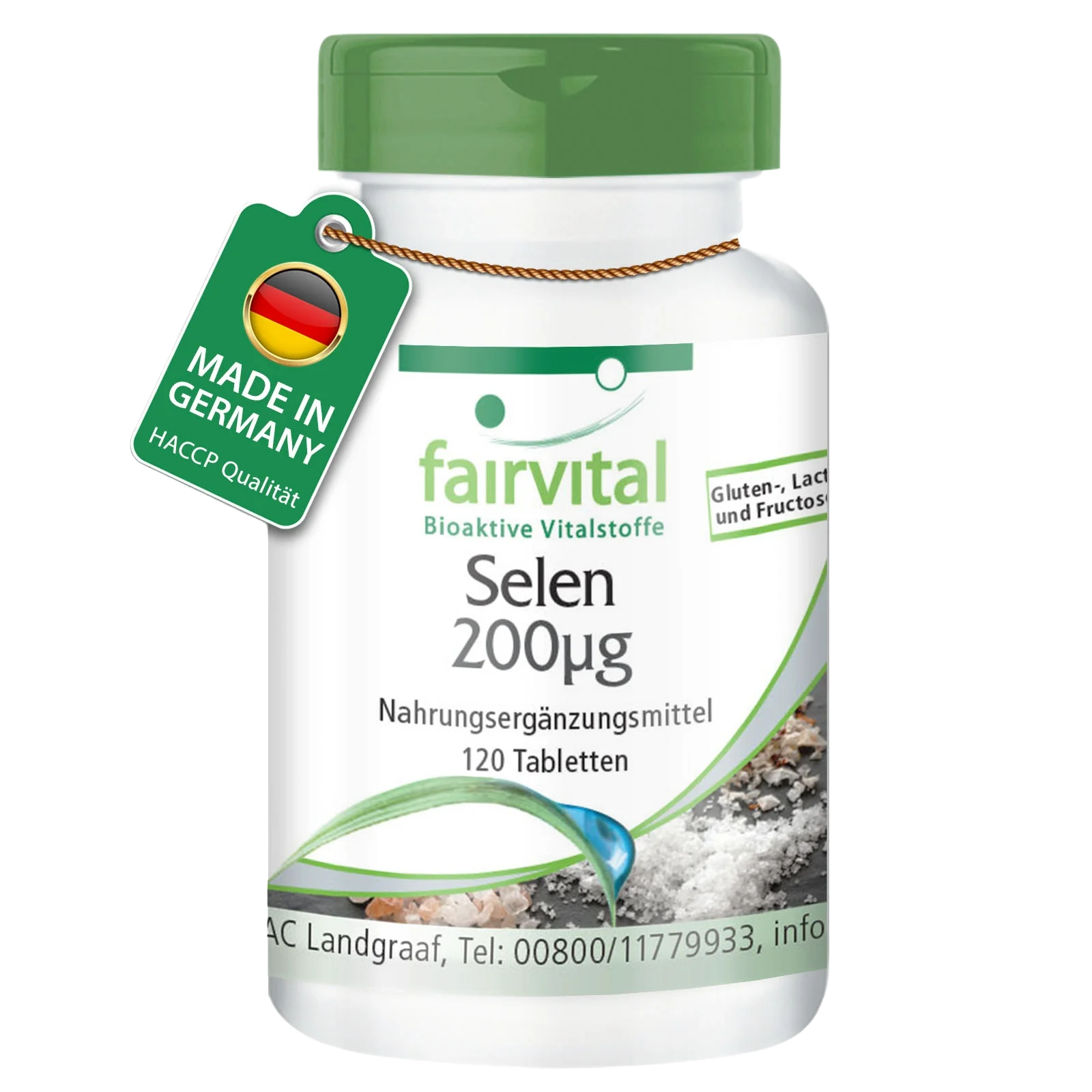 Selen 200µg aus Selenomethionin - 120 Tabletten - für Schilddrüse, Haare, Immunsystem - Hochdosiert und Vegan | Fairvital