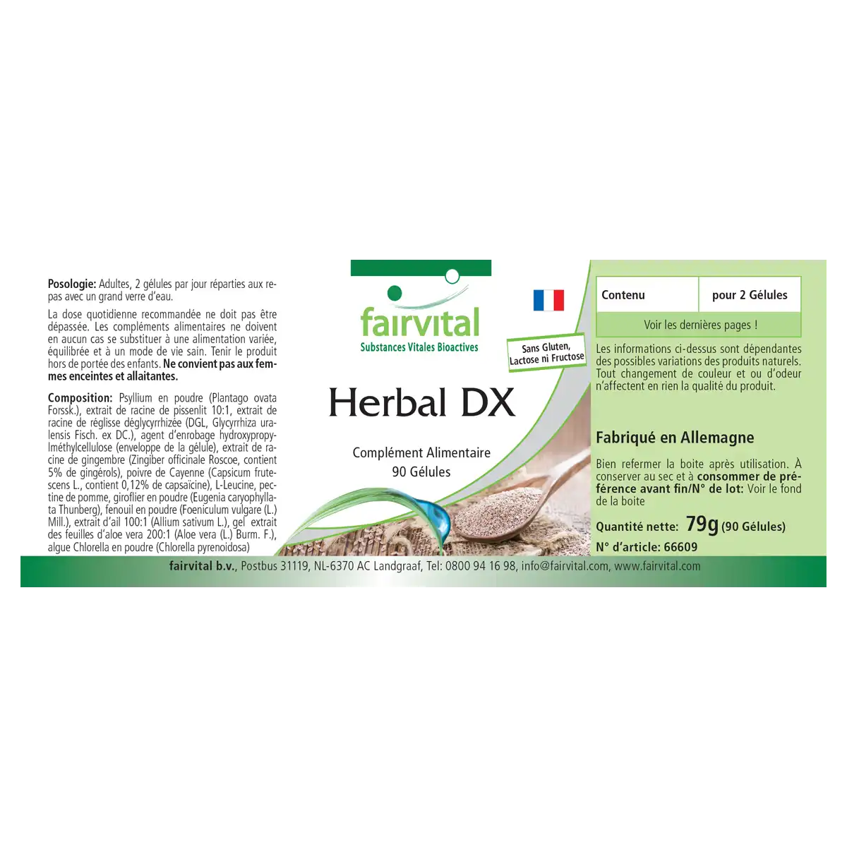 Herbal DX - 90 Kapseln - mit Flohsamenschalen, Löwenzahnwurzel-Extrakt,  Chlorella und mehr - Vegan | Fairvital Herbal DX - 90 Kapseln - mit Flohsamenschalen, Löwenzahnwurzel-Extrakt,  Chlorella und mehr - Vegan | Fairvital