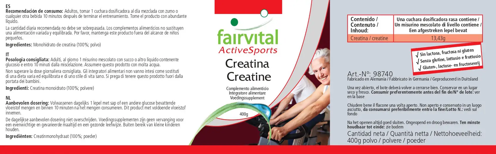 Creatin Pulver Pur -  Kreatin Pulver - Hochdosiert und Vegan | Fairvital