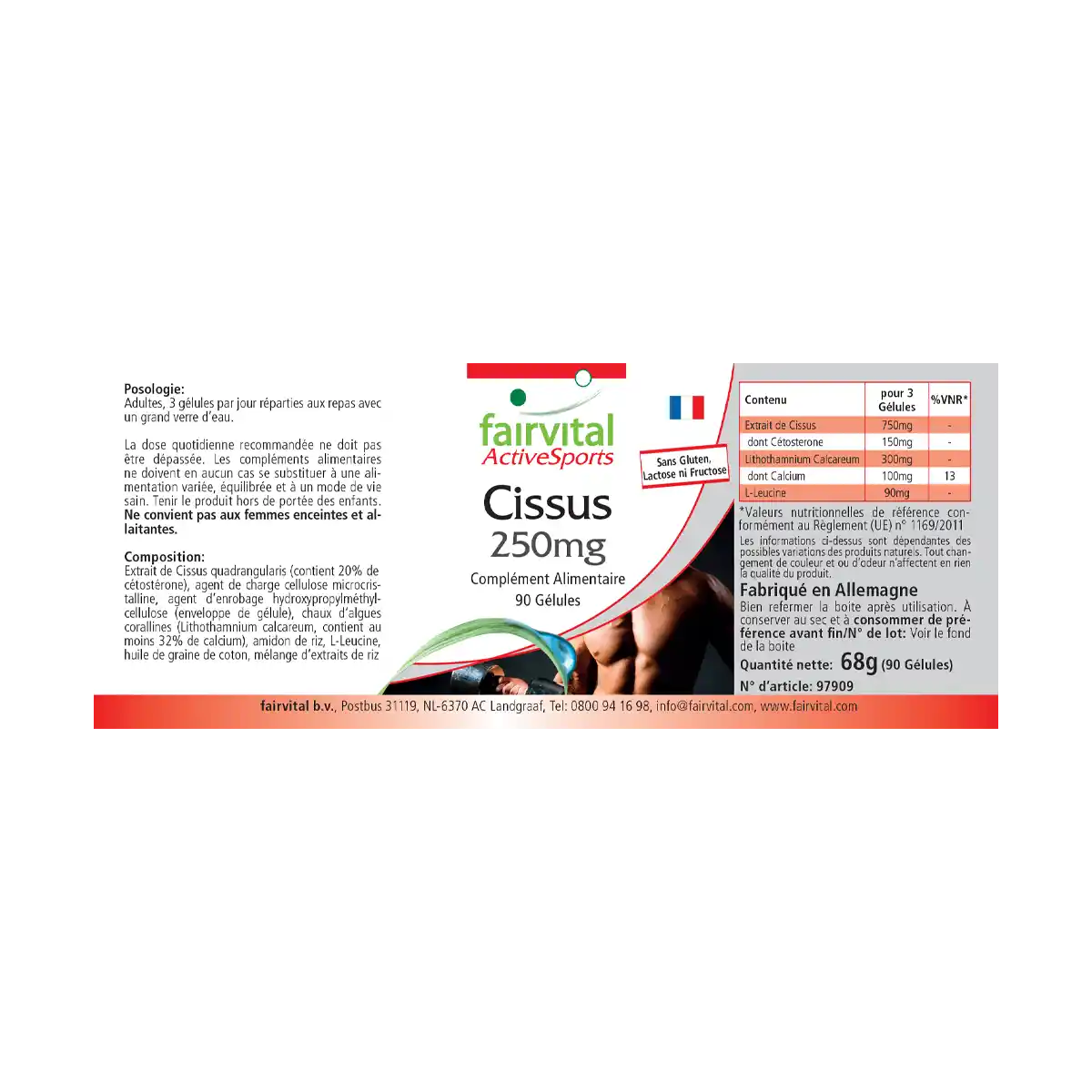 Cissus 250mg - 90 Kapseln - Cissus Quadrangularis - Hochdosiert und Vegan | Fairvital
