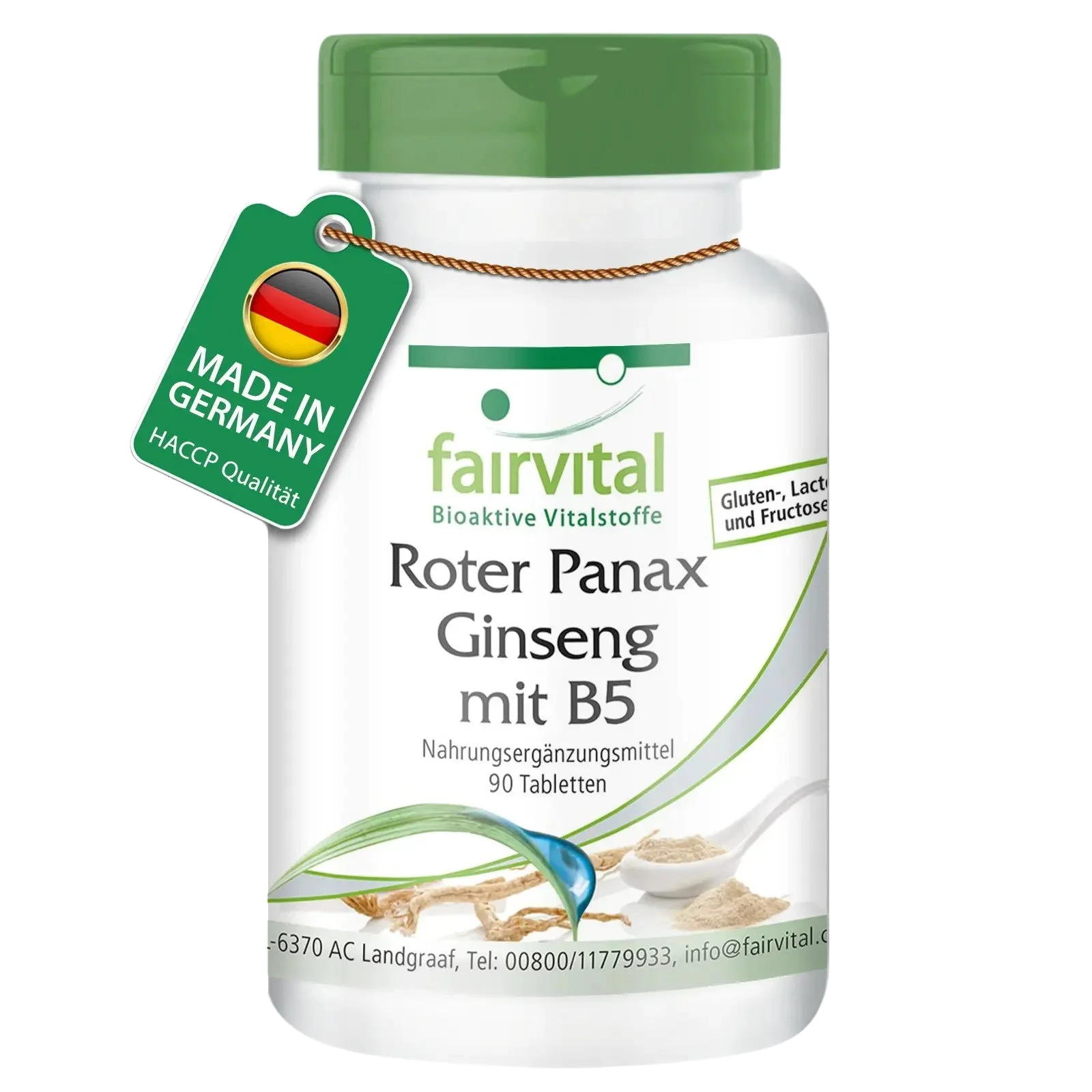 Roter Panax Ginseng mit B5 - 90 Tabletten - für Energiestoffwechsel uvm. - Vegan | Fairvital