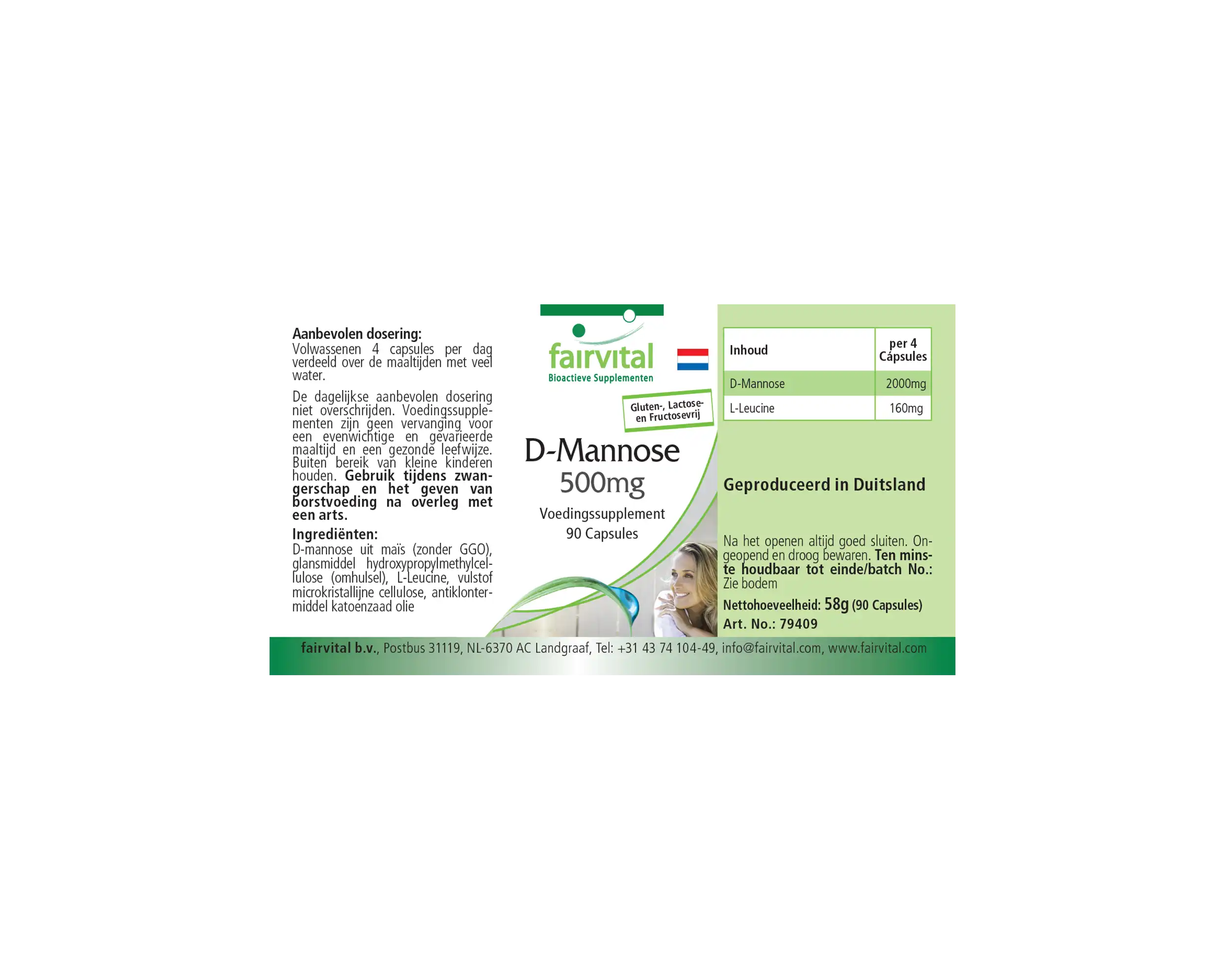 D-Mannose 500mg - 90 Kapseln - natürliches Monosaccharid - Hochdosiert und Vegan | Fairvital