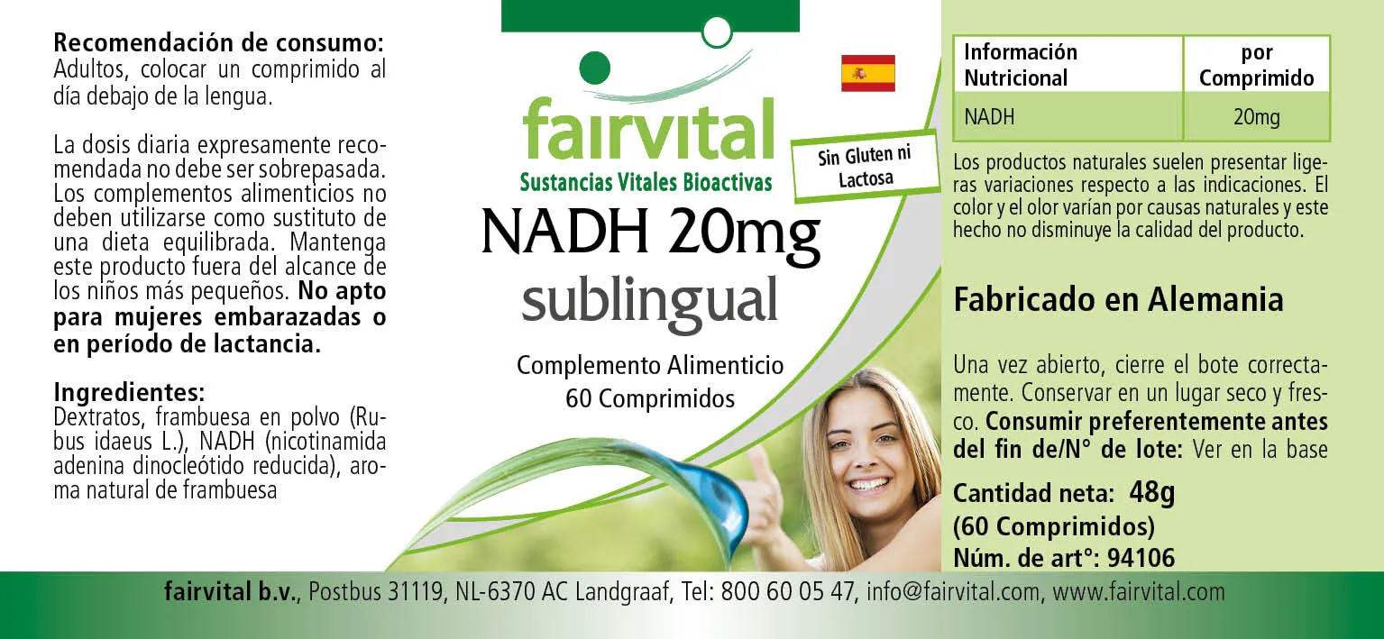 NADH 20mg sublingual-60 Tabletten zum Lutschen-Vegan | Fairvital